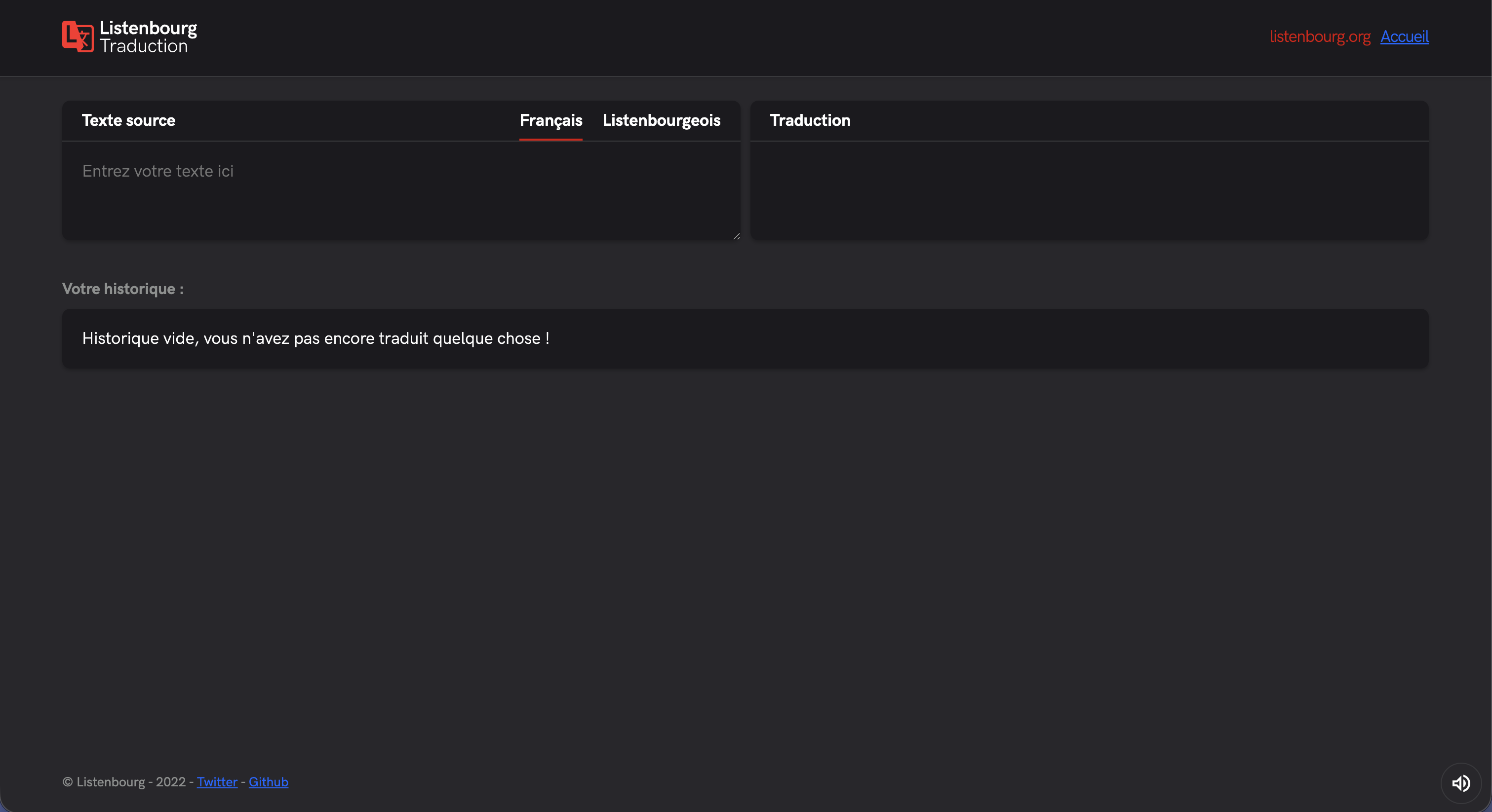 Listenbourg translator interface